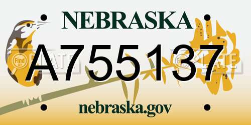 A755137 Nebraska License Plate