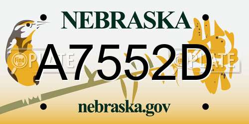A7552D Nebraska License Plate