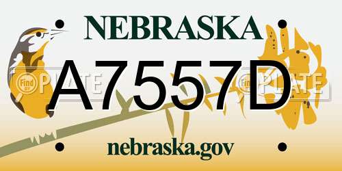 A7557D Nebraska License Plate