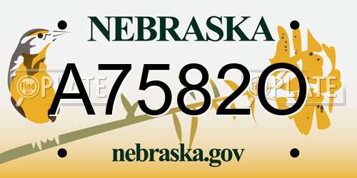 A7582O Nebraska License Plate