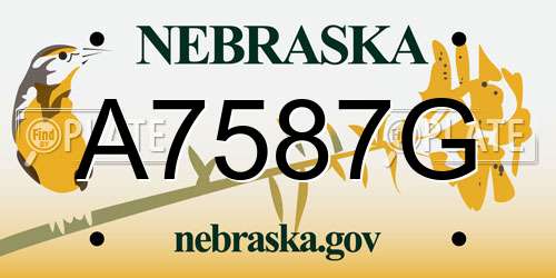 A7587G Nebraska License Plate