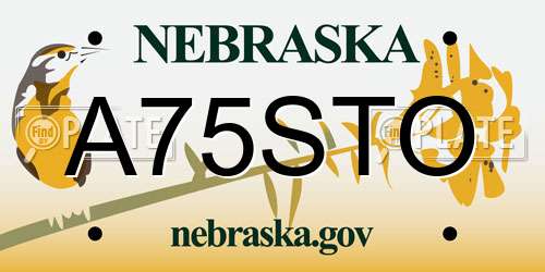 A75STO Nebraska License Plate