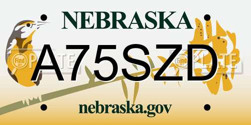 A75SZD Nebraska License Plate