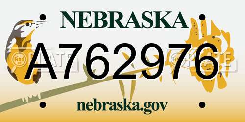 A762976 Nebraska License Plate