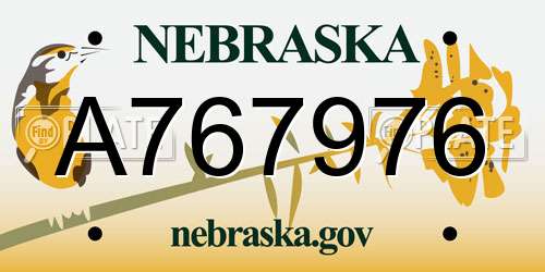 A767976 Nebraska License Plate