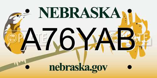 A76YAB Nebraska License Plate