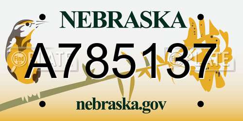 A785137 Nebraska License Plate