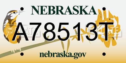 A78513T Nebraska License Plate