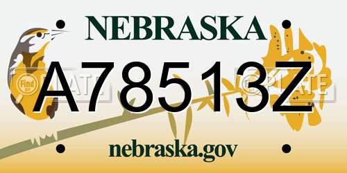 A78513Z Nebraska License Plate
