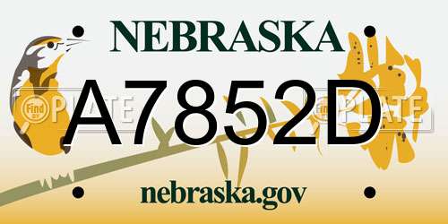 A7852D Nebraska License Plate