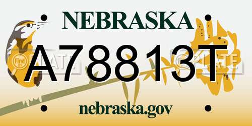 A78813T Nebraska License Plate