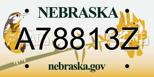 A78813Z Nebraska License Plate