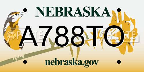 A788TO Nebraska License Plate
