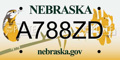 A788ZD Nebraska License Plate