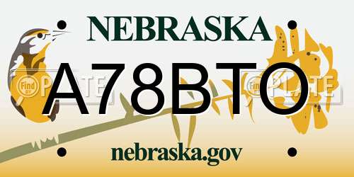 A78BTO Nebraska License Plate