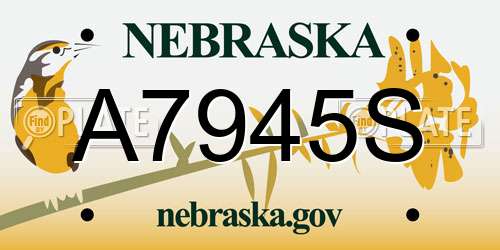 A7945S Nebraska License Plate