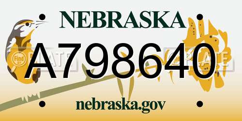 A798640 Nebraska License Plate