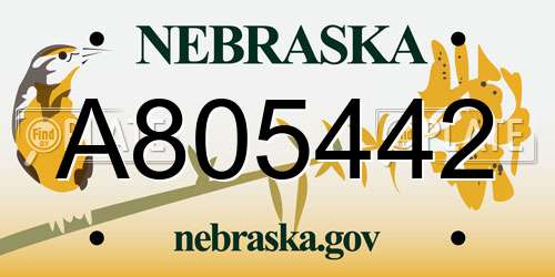 A805442 Nebraska License Plate