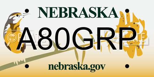 A80GRP Nebraska License Plate