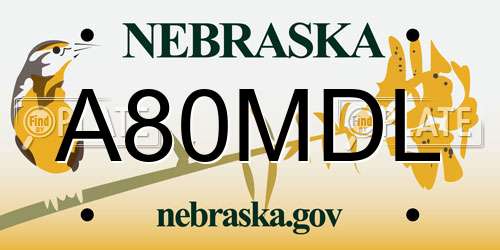 A80MDL Nebraska License Plate
