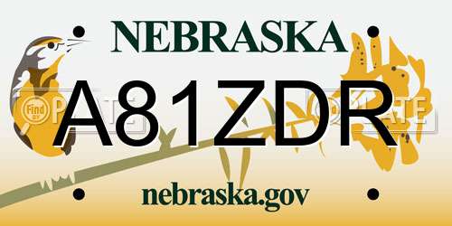 A81ZDR Nebraska License Plate