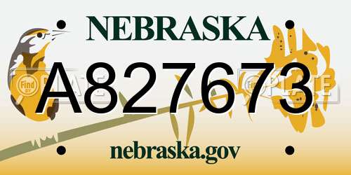 A827673 Nebraska License Plate