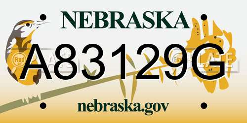 A83129G Nebraska License Plate
