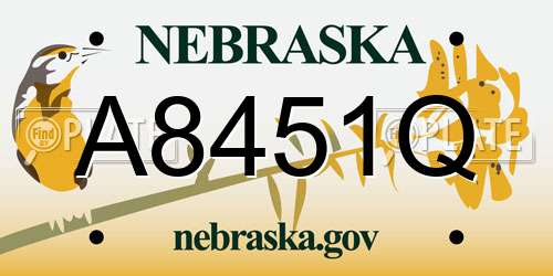 A8451Q Nebraska License Plate