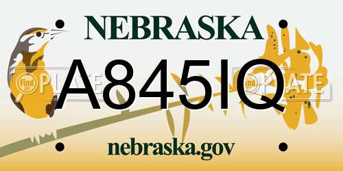 A845IQ Nebraska License Plate