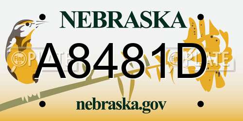 A8481D Nebraska License Plate