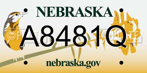 A8481Q Nebraska License Plate
