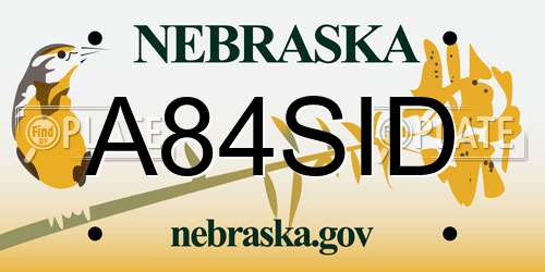 A84SID Nebraska License Plate