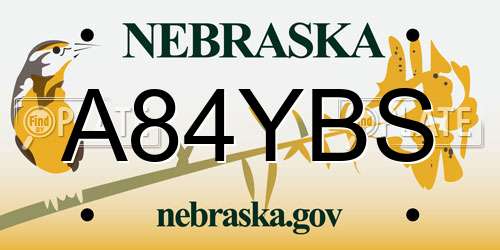 A84YBS Nebraska License Plate