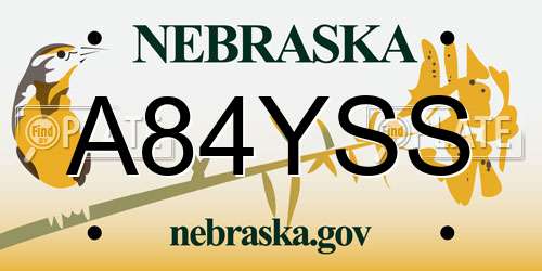 A84YSS Nebraska License Plate