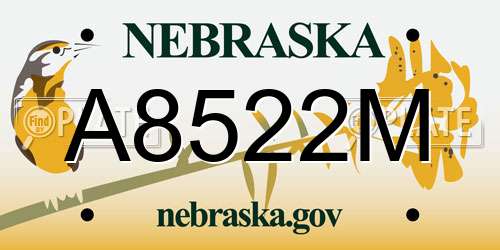 A8522M Nebraska License Plate