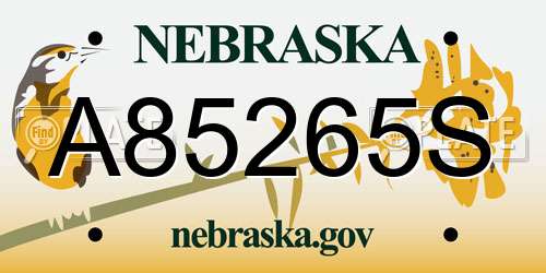 A85265S Nebraska License Plate