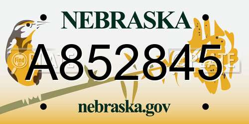 A852845 Nebraska License Plate