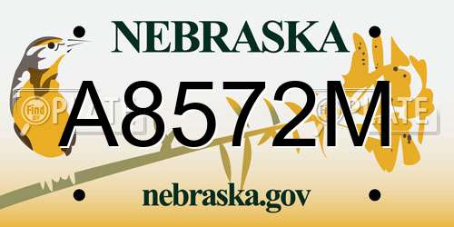 A8572M Nebraska License Plate
