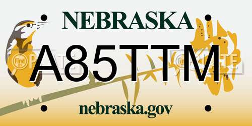 A85TTM Nebraska License Plate