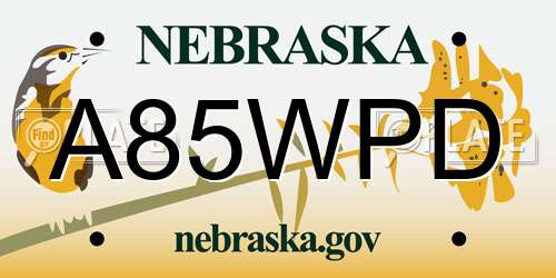 A85WPD Nebraska License Plate