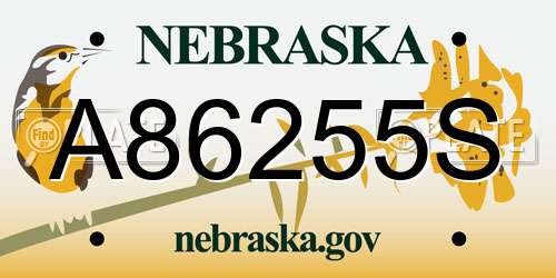 A86255S Nebraska License Plate