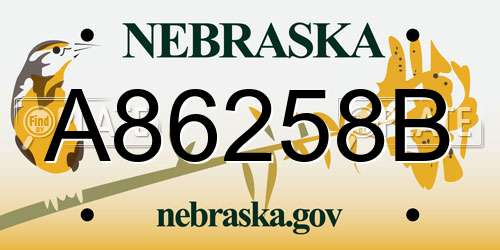 A86258B Nebraska License Plate