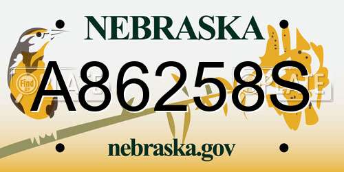 A86258S Nebraska License Plate