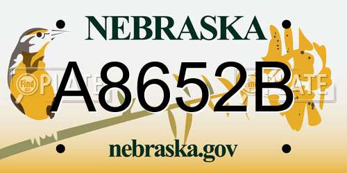 A8652B Nebraska License Plate