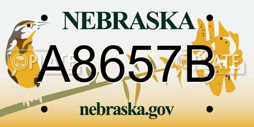 A8657B Nebraska License Plate