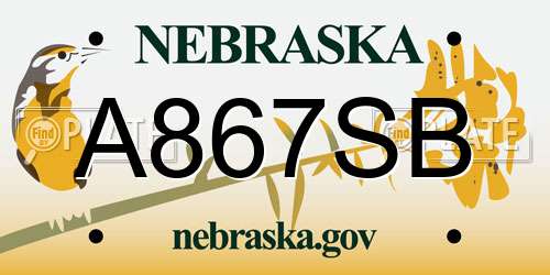 A867SB Nebraska License Plate
