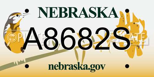 A8682S Nebraska License Plate