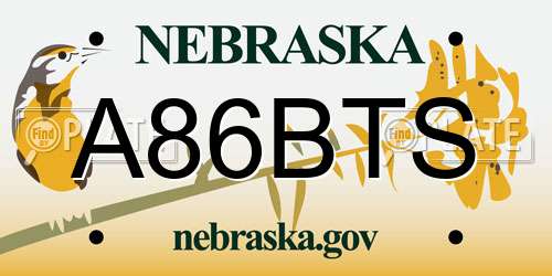 A86BTS Nebraska License Plate