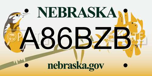 A86BZB Nebraska License Plate