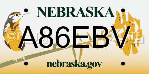 A86EBV Nebraska License Plate